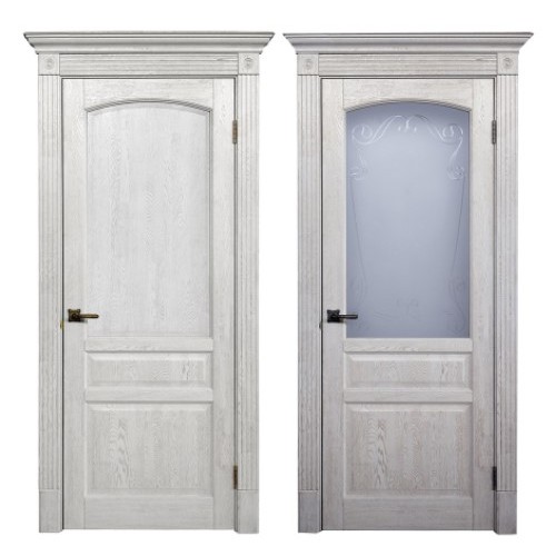 Двери из массива дуба Классика №4 цвет Белая эмаль